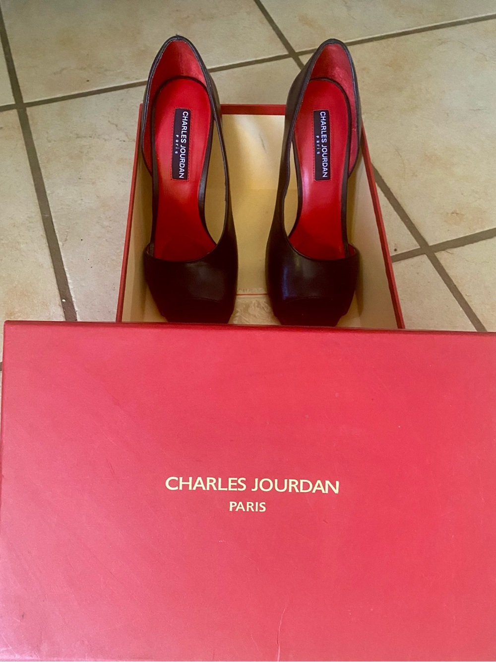 Charles Jourdan Burgundy Leather High Heel Pumps
